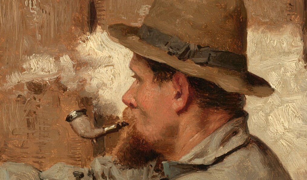 His weathered face shows a life of labor.