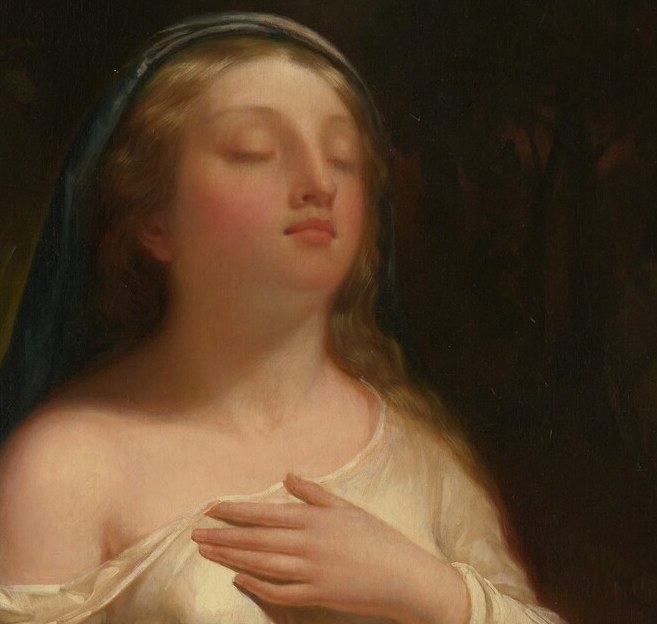 Her face is softened by sleep, in a moment of withdrawal.