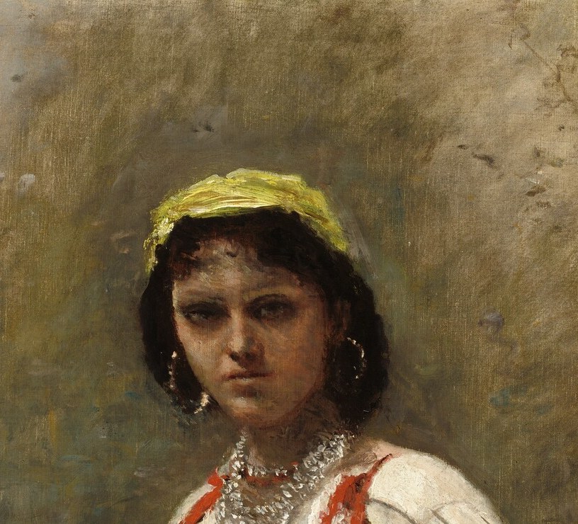 The soft modeling keeps her expression poised between composure and interiority , she is present but withheld, the essential tension of the painting.