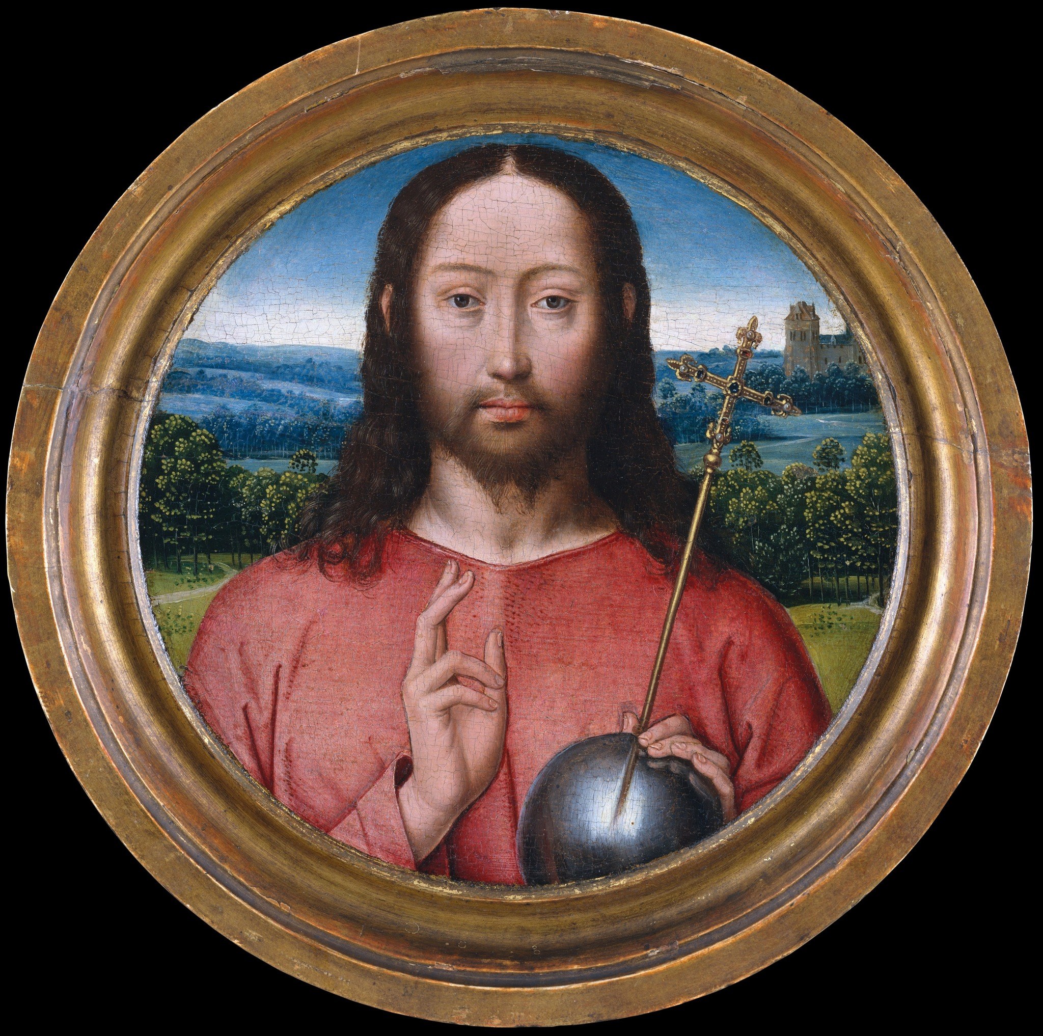 The circular format signals private devotional use , tondos were made for bedchambers and chapels, not altars; the heavy gilding indicates a high-status commission and frames the image as a sacred object to be held, not viewed from a distance.