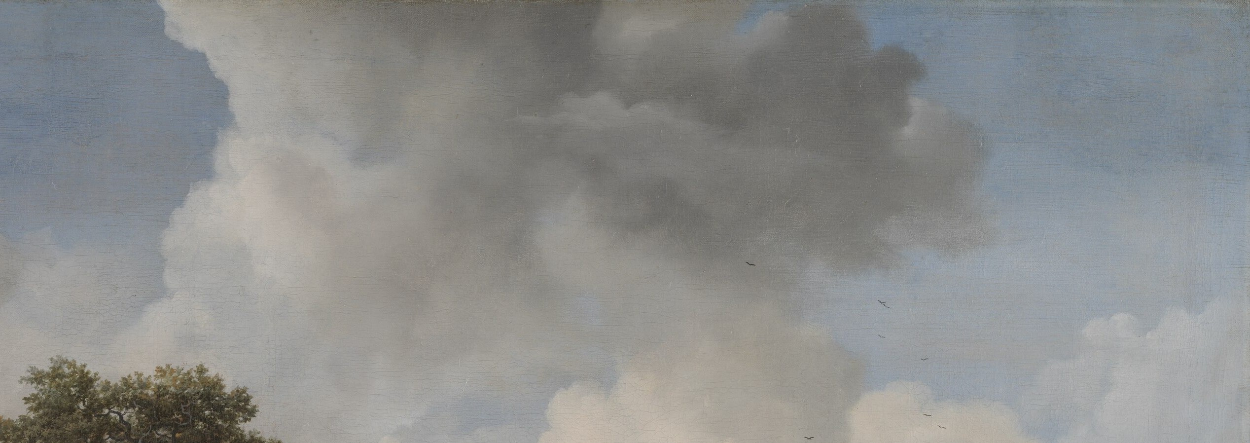 Ruisdael treats sky as emotional register; brilliant clouds act as a light source and counterweight to the heavy dark forest below