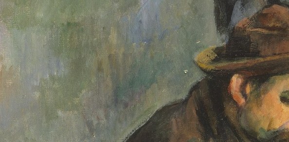 The hat casts deep shadow over the eyes, making the face partially unreadable , a privacy Cézanne extends to all his peasant subjects.