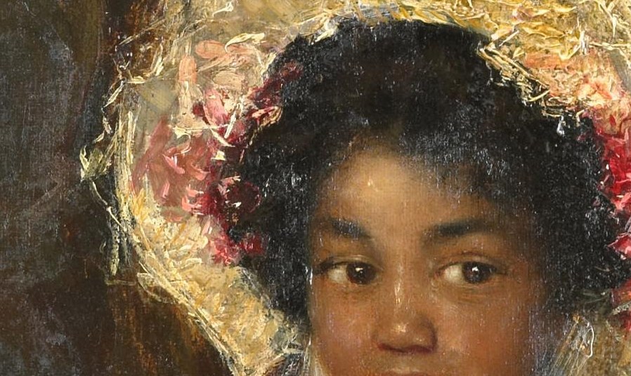 The eyes carry quiet dignity and self-possession; in a painting where the sitter's race was unusual in Dutch portraiture, the gaze is a locus of psychological power.