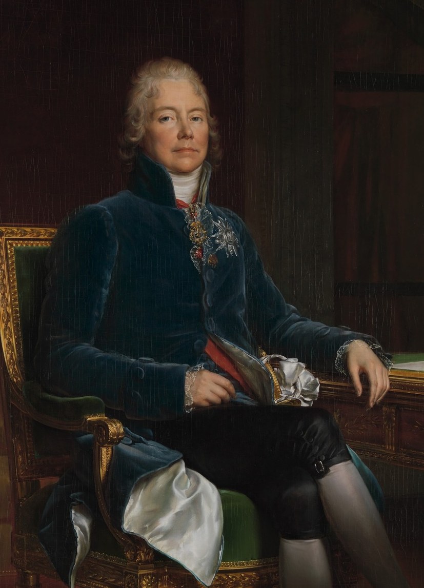 The heavy, ornate embroidery along lapels and cuffs declares court rank; the near-black tone absorbs light, making the red sash and the face the only warmth.