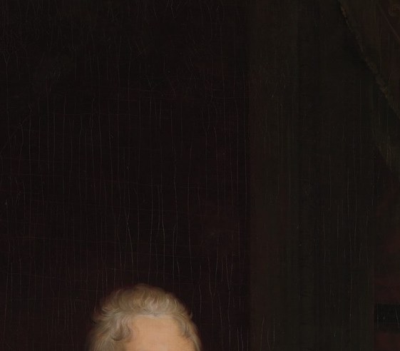 The lightly powdered, slightly archaic hairstyle marks him as a man of the ancien régime still operating under Napoleon , face carries detachment, not deference.