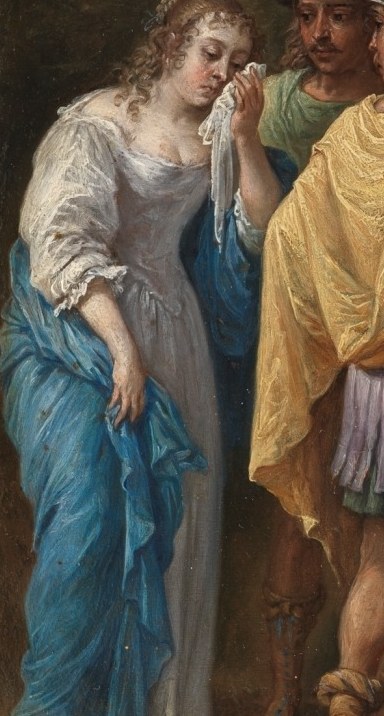 The woman on shore, distraught, sees him taken.