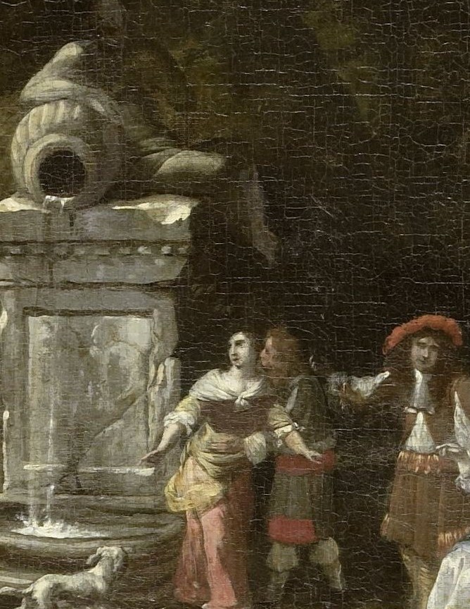 The fountain is a focal point, symbolizing life, renewal, and perhaps a gathering place.