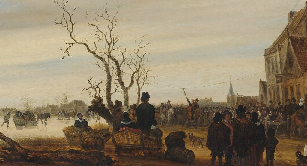 People gathered for 'palingtrekken,' or eel pulling.