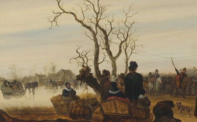 Competitors tried to pull an eel from a rope over water.
