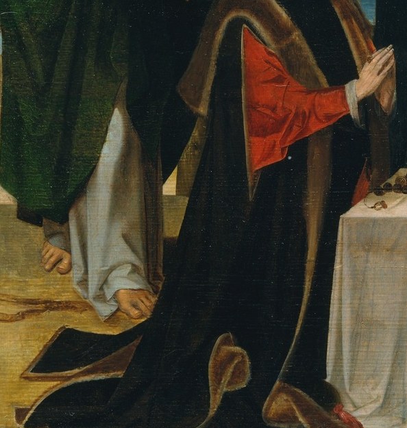 They knelt beside saints, inside the story of the Crucifixion.