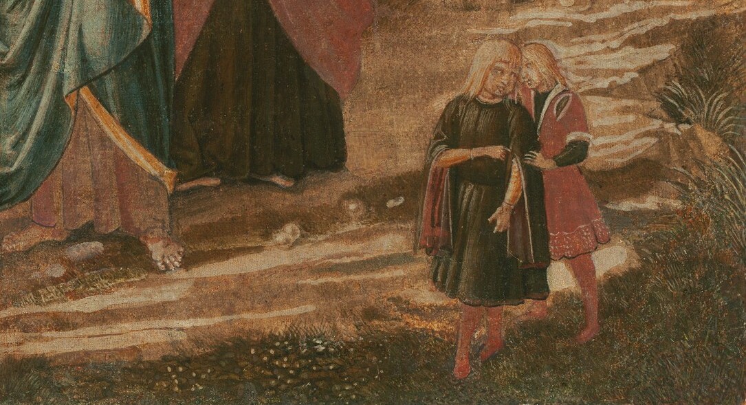 This woman, Mary, kneels in pure grief for her brother.