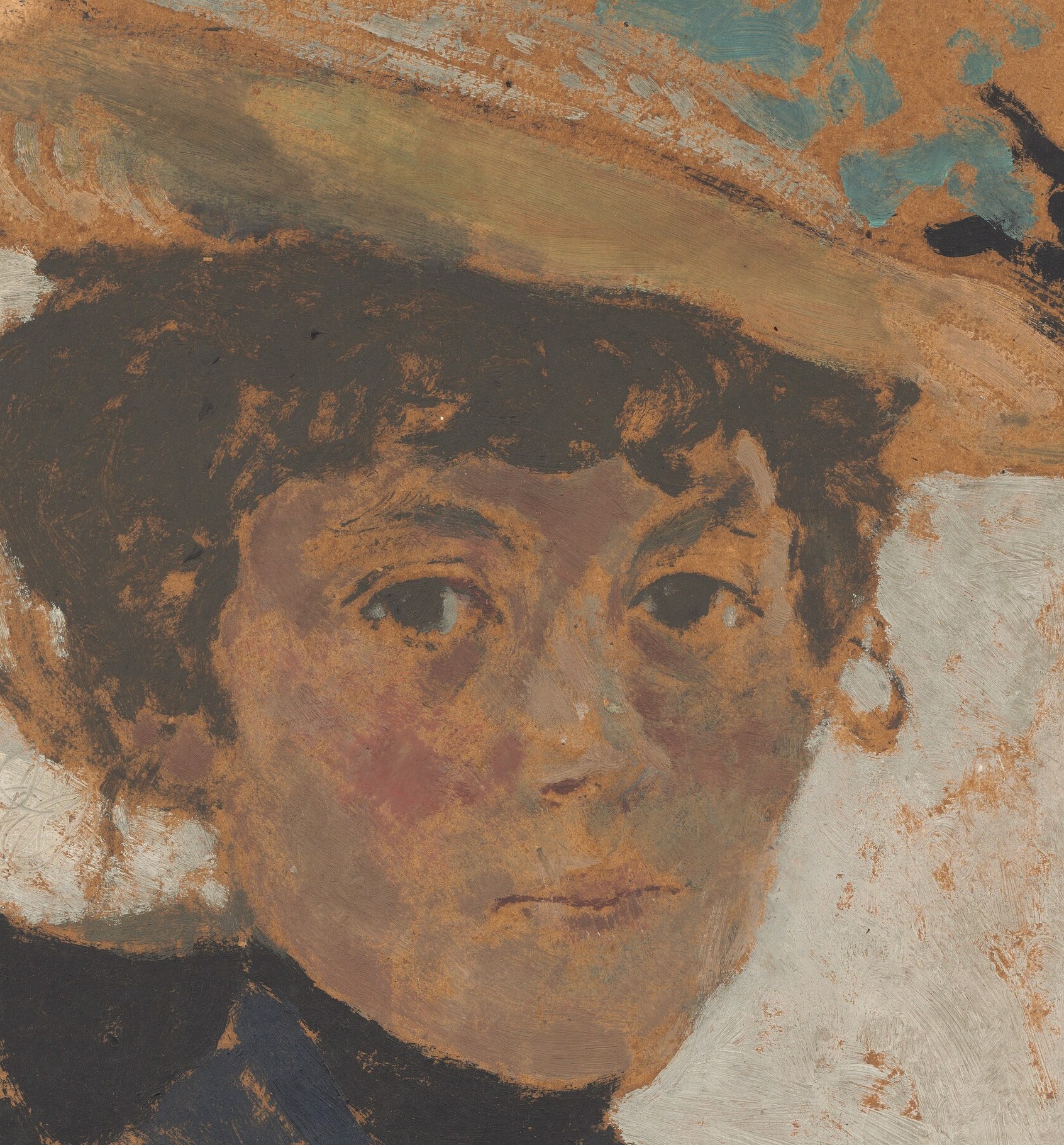 Wife of Pierre Bonnard, rendered with flattened planes rather than illusionistic modeling , the Nabi aesthetic visible in direct pixels, not just art-historical description.
