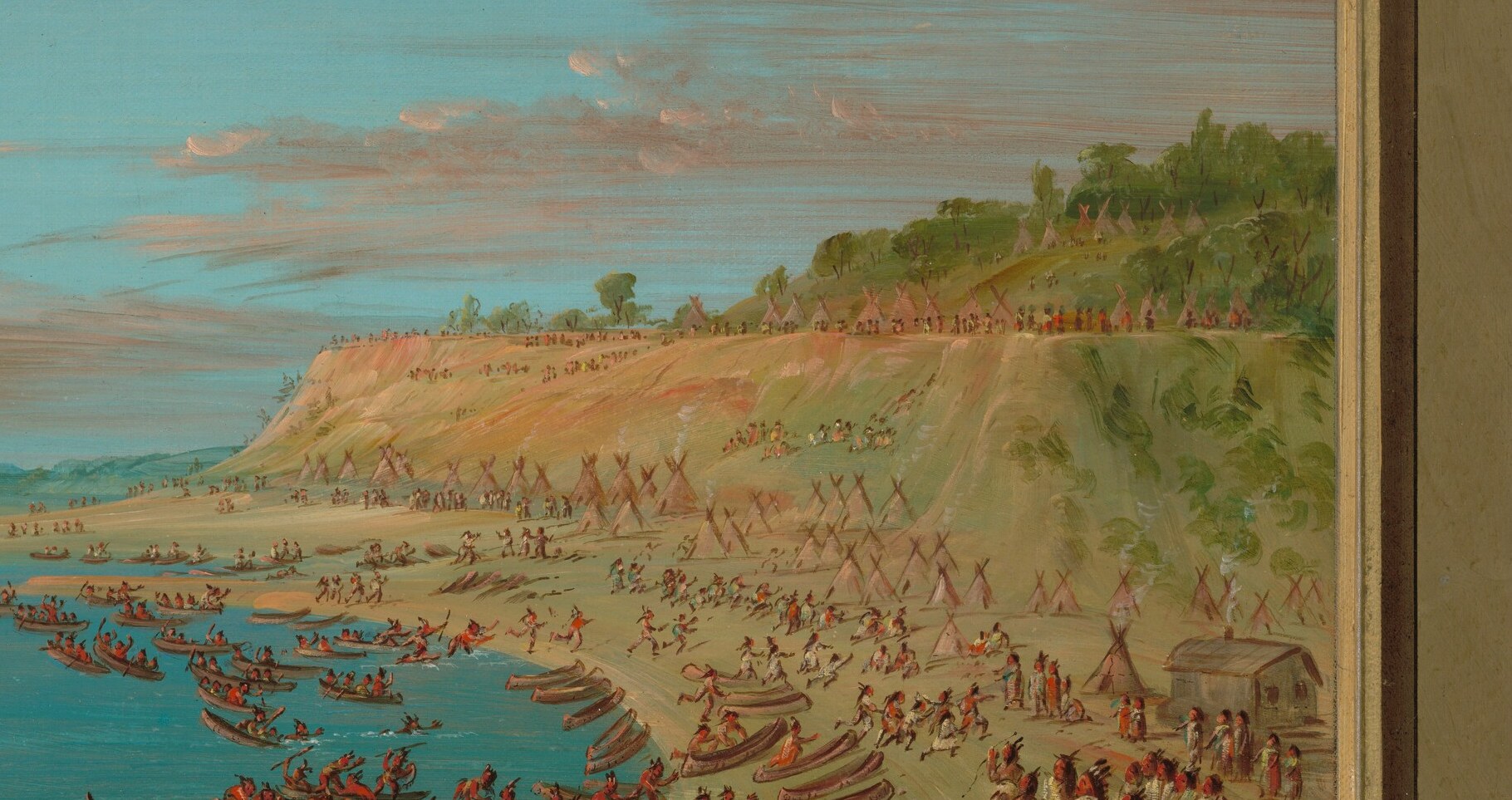 The dramatic cliff forms a natural backdrop and suggests the geography of the harbor.