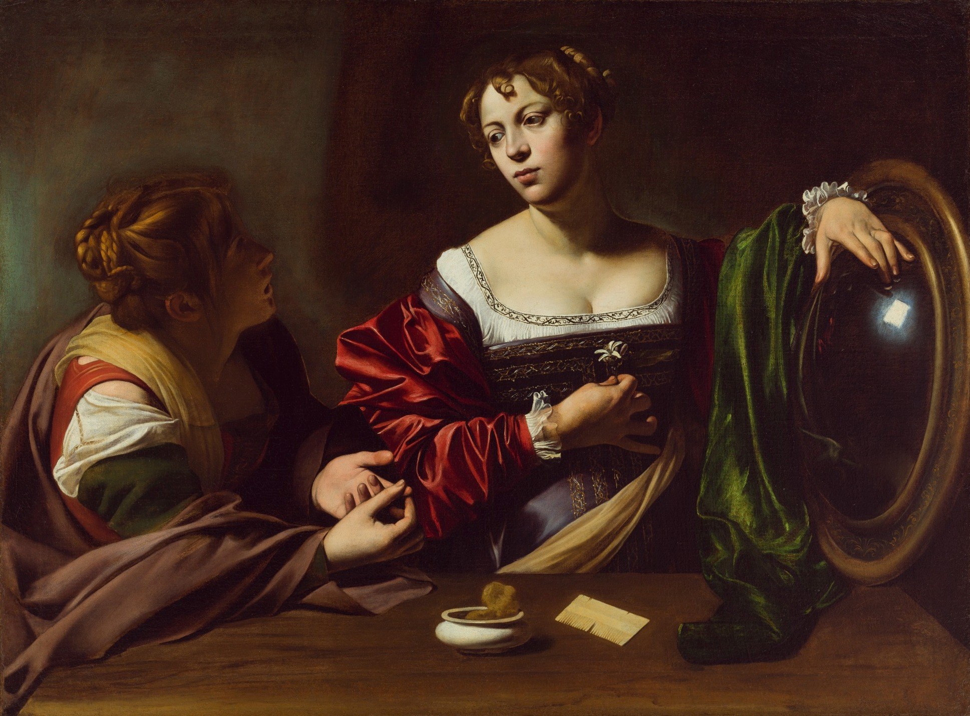 Caravaggio captures this intimate moment of spiritual conversion.