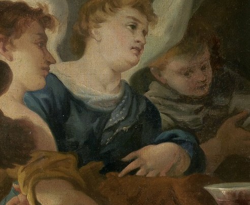 The three angels appear as guests, yet are divine.