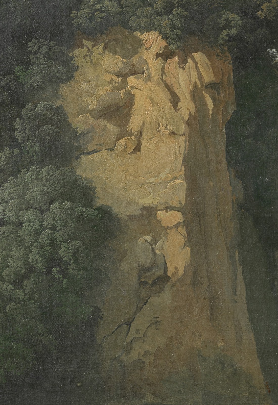 Notice the texture of the thick paint on the cliffs and water.