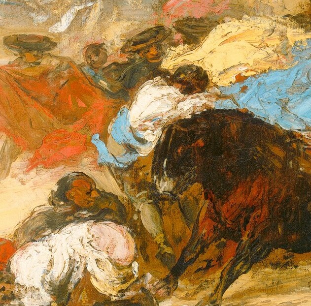 The artist used vivid colors for the capes, capturing movement and danger.