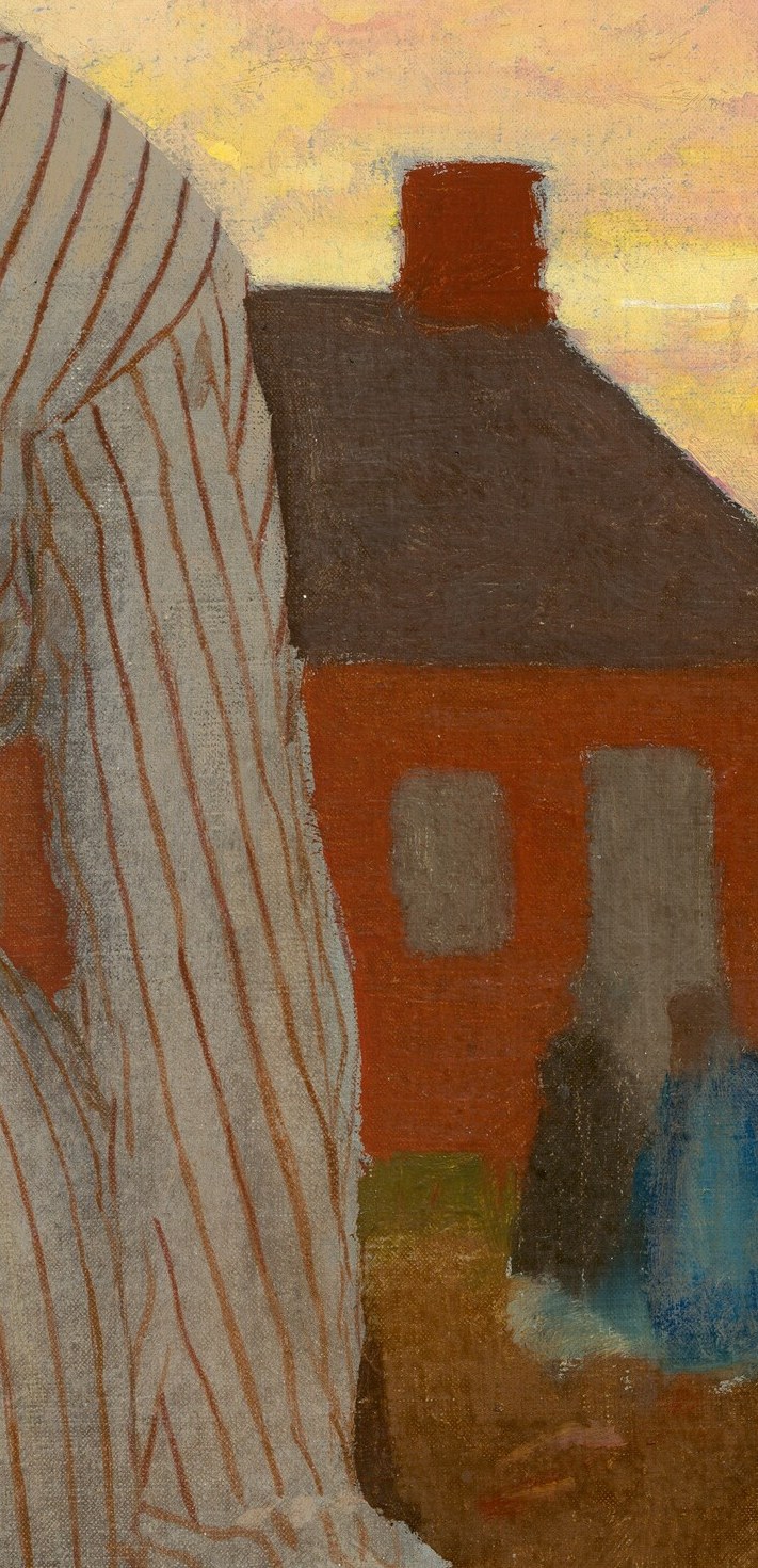 Its vibrant color and prominent placement anchor the scene and give the painting its title.