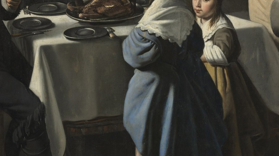 Look closely at the texture of the crumpled tablecloth.