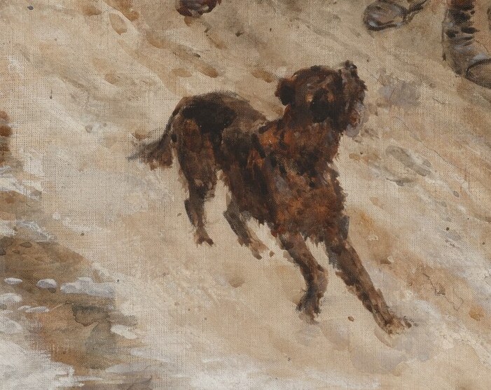 Even a small dog suggests a flicker of normal life.