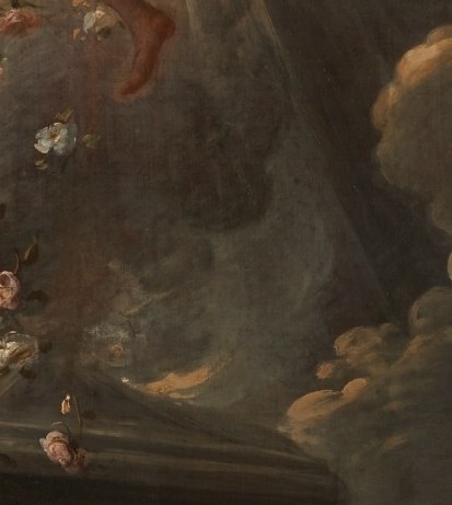 These delicate flowers falling from above suggest a heavenly blessing and the beauty of the divine.