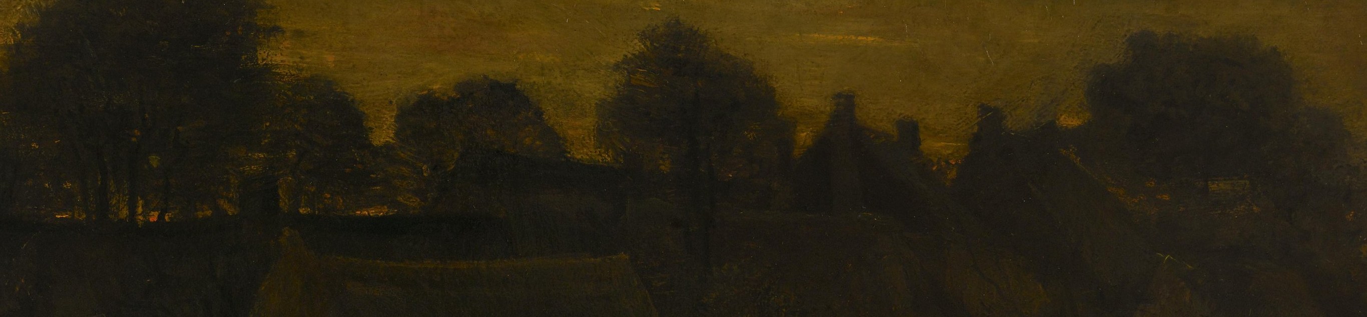 Painted in 1884, it captures a Dutch farming village at dusk.