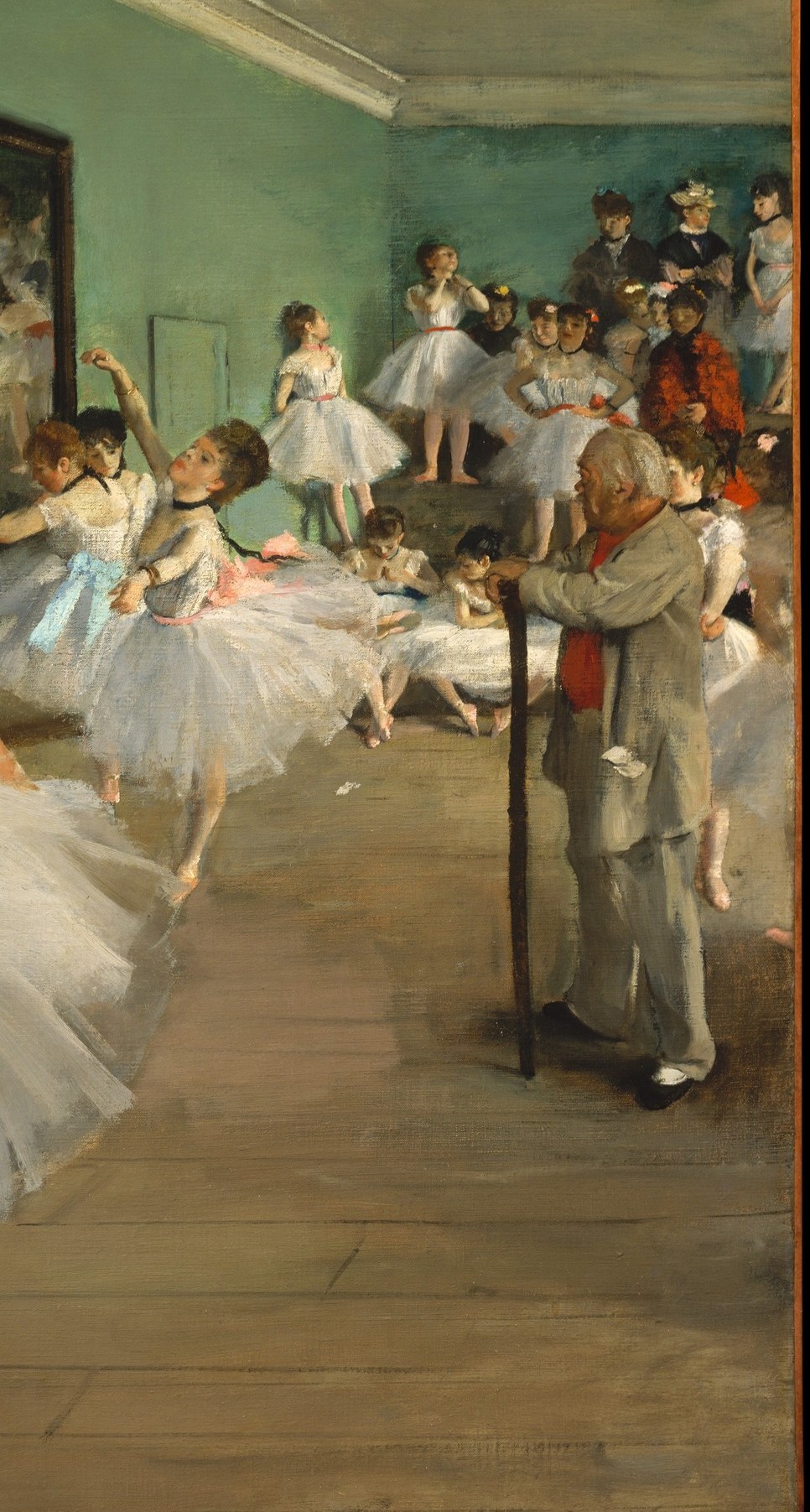 Most dancers are not practicing, but waiting for their turn.