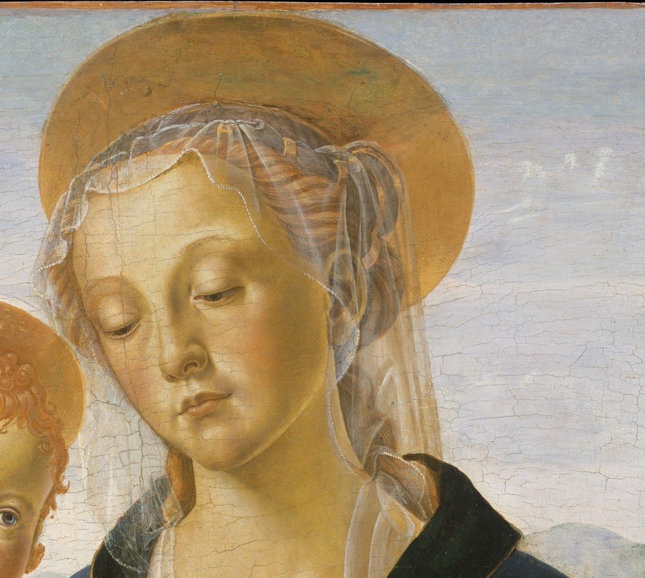 Look at the sharp edge of her veil against the sky.