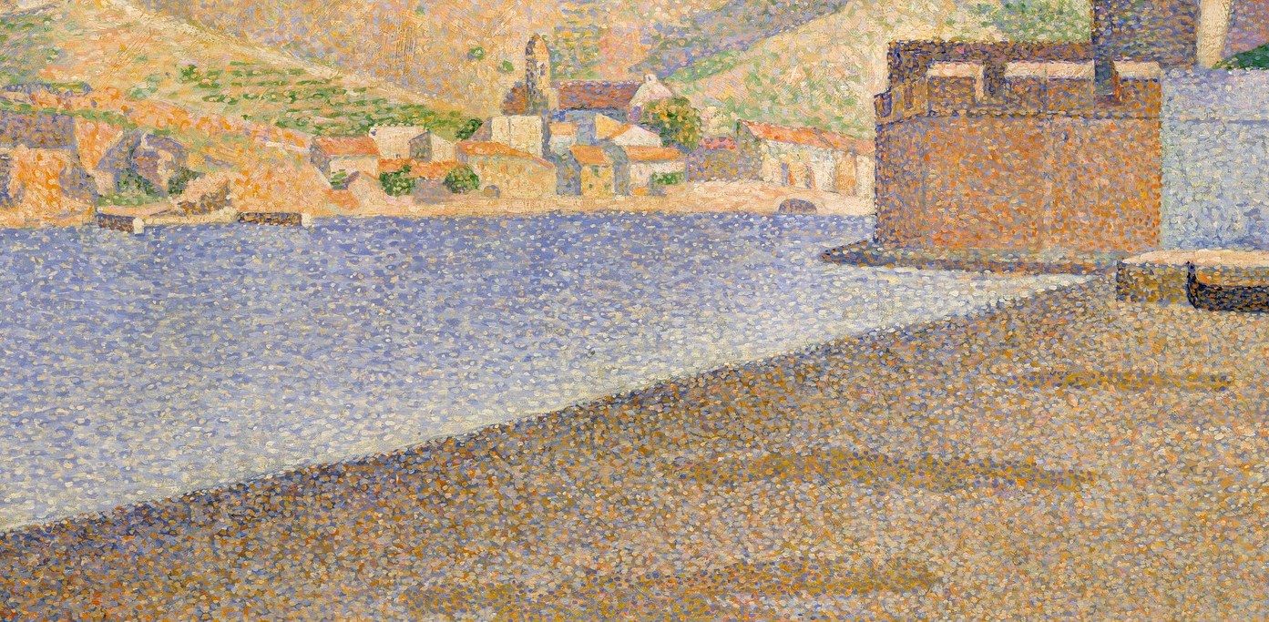 Signac's divisionist technique is most legible here , discrete lavender, blue, and white touches optically blend into still water, demonstrating the core Neo-Impressionist method at its most visible.