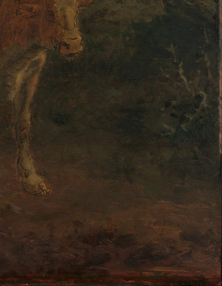 A press of darker bodies merging into shadow , the herd is already gathering, answering the call before the viewer hears it.