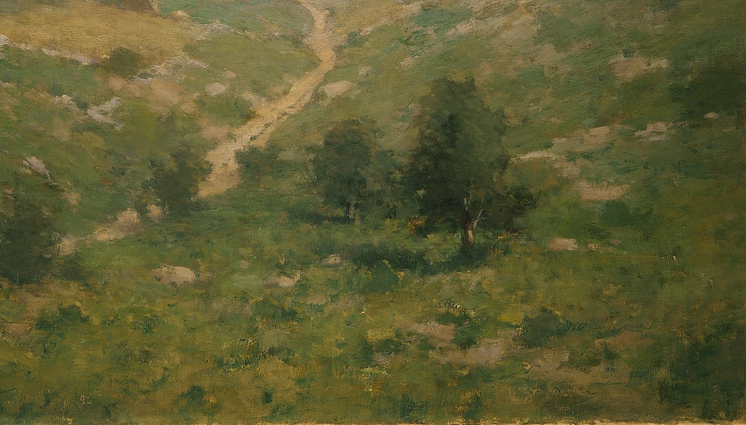 The artist, Charlotte B. Coman, often depicted such serene rural scenes.