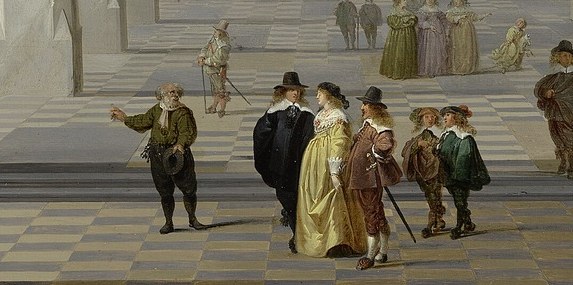 Most people notice the elegant figures in front.