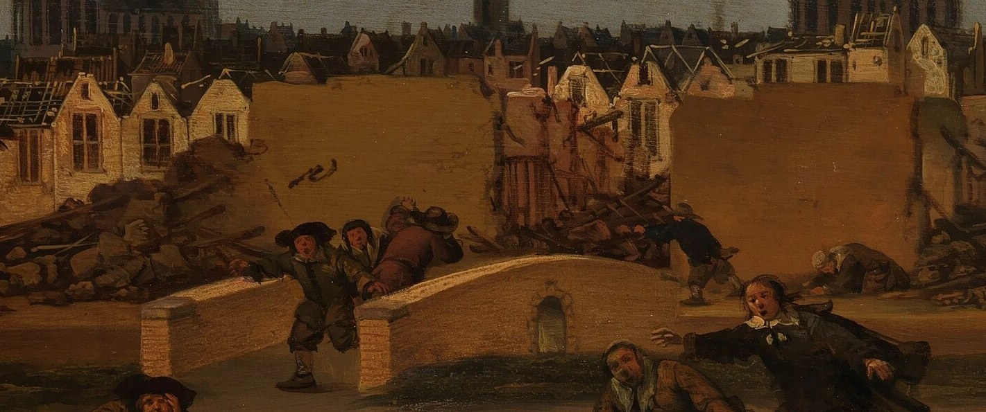 Many buildings were ruined, as seen on the left.