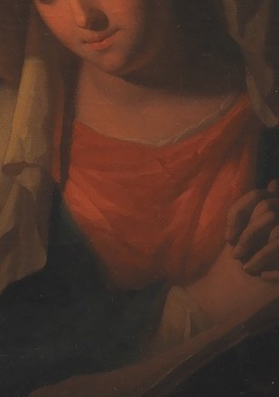 And catches the brilliant red of her dress.