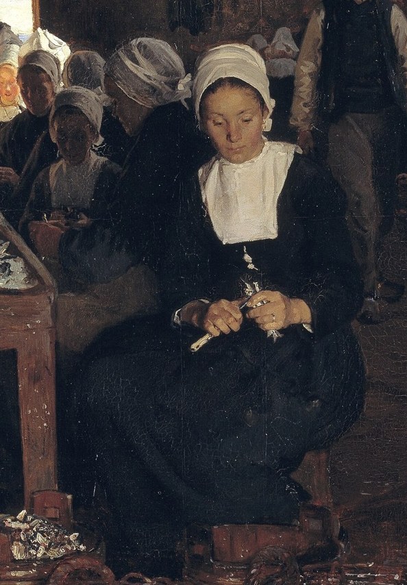 Women worked long hours, gutting and salting fresh catches.