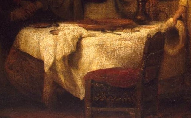 Its texture and the scattered items hint at a meal interrupted by the impending departure.