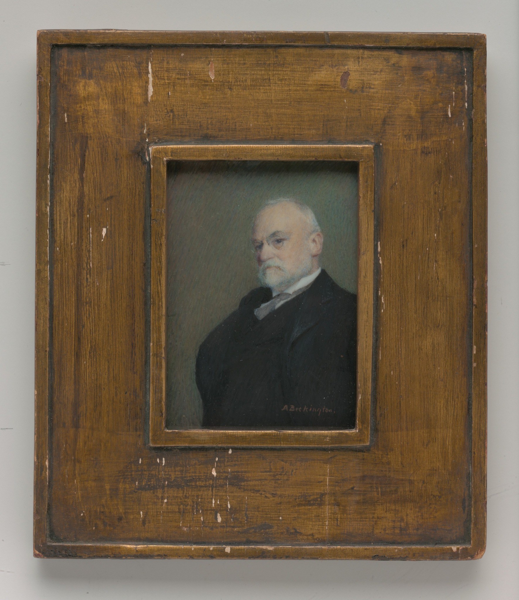 The frame dwarfs the painting , a visual shock that reframes the portrait as an intimate keepsake rather than a public monument, and invites the question of why such a small canvas was given such an imposing surround