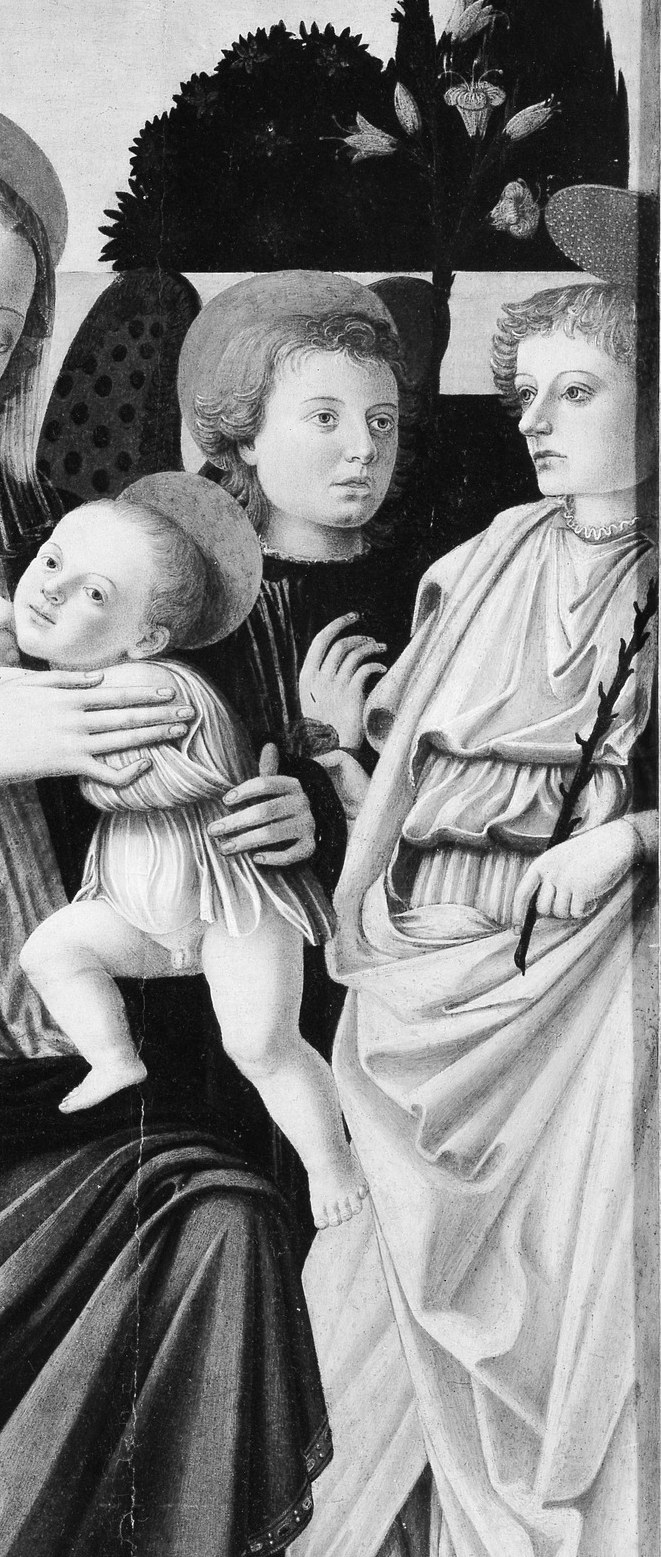 Face directed toward the Child creates a sight-line that steers the viewer's eye back to the central group.