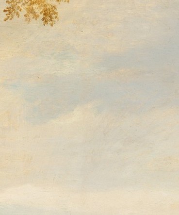 Snayers' topographical signature , the steeple grounds the scene in a real Flemish or Spanish-Netherlands landscape and implies civilian life persisting behind the military front.