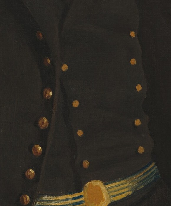 Notice the meticulous details, like these brass buttons.