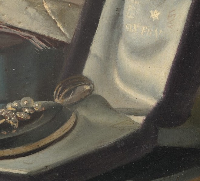 This diamond and pearl pendant, still in its velvet box.