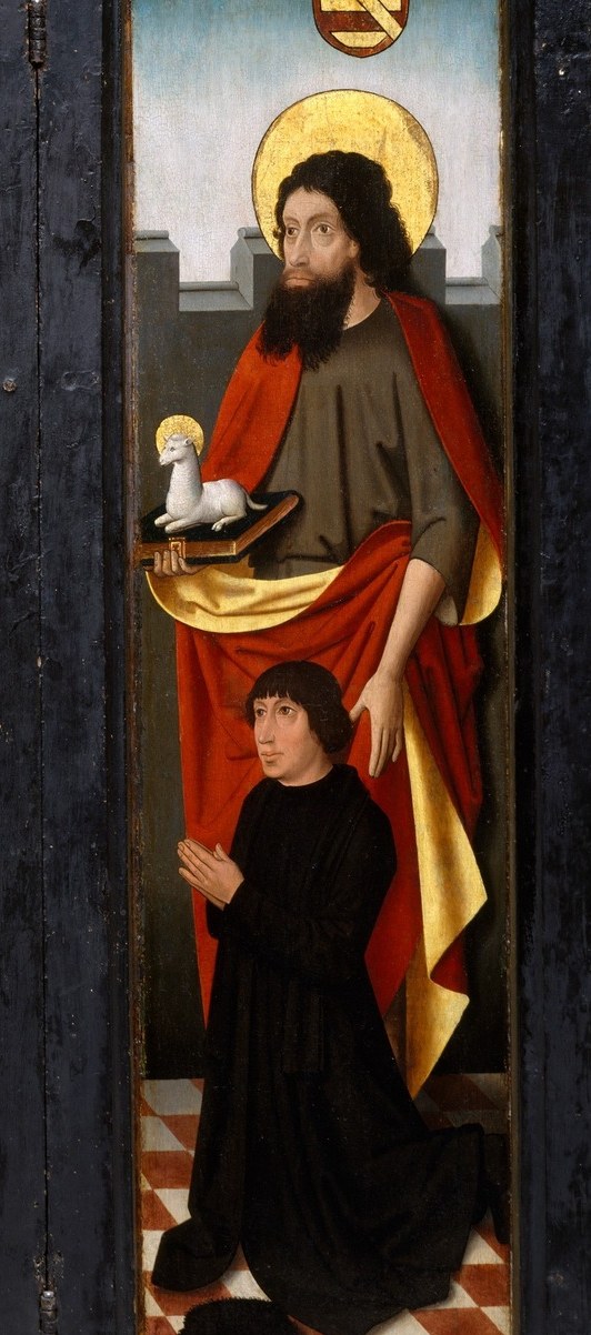 This figure, likely Christ, is identified by the lamb of God, a central symbol of sacrifice and redemption.