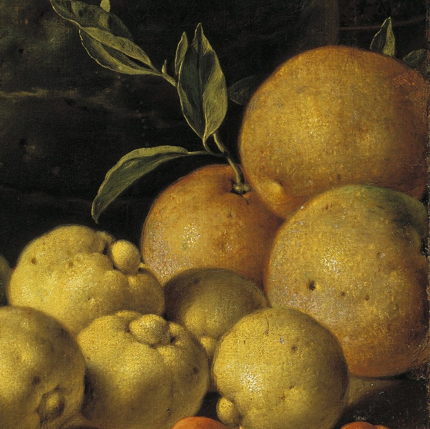Oranges, limes, and tiny haw berries crowd the table.
