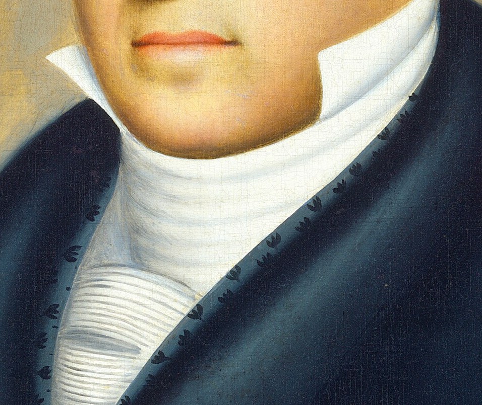 His high white collar was a standard of respectable fashion then.