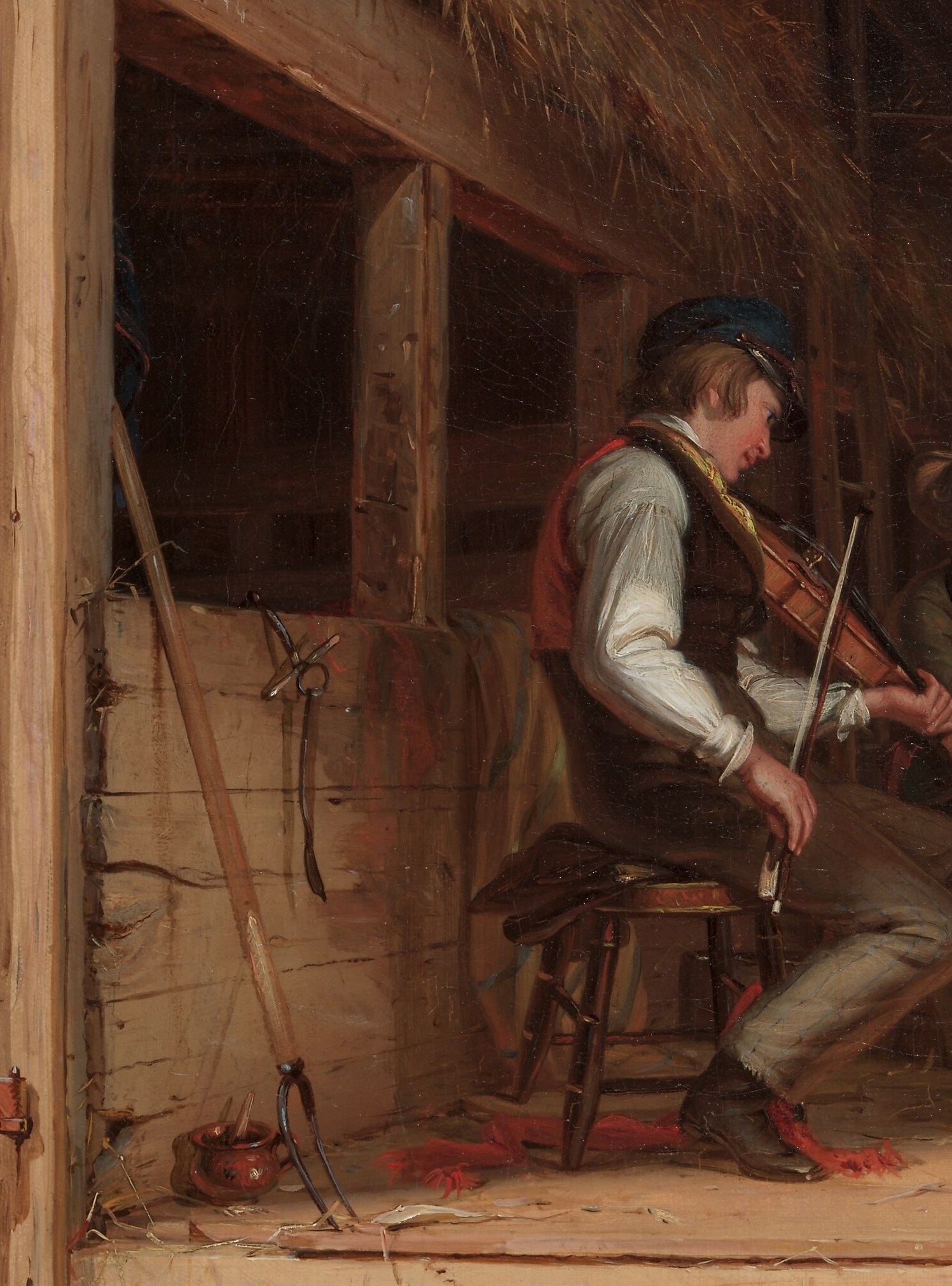 The music source Mount himself would have known well , as a fiddler and violin inventor , seated in warmth and belonging while the listener outside cannot enter.