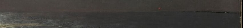 A stark division between the dark sky and the sea, emphasizing the vastness and emptiness of the night.