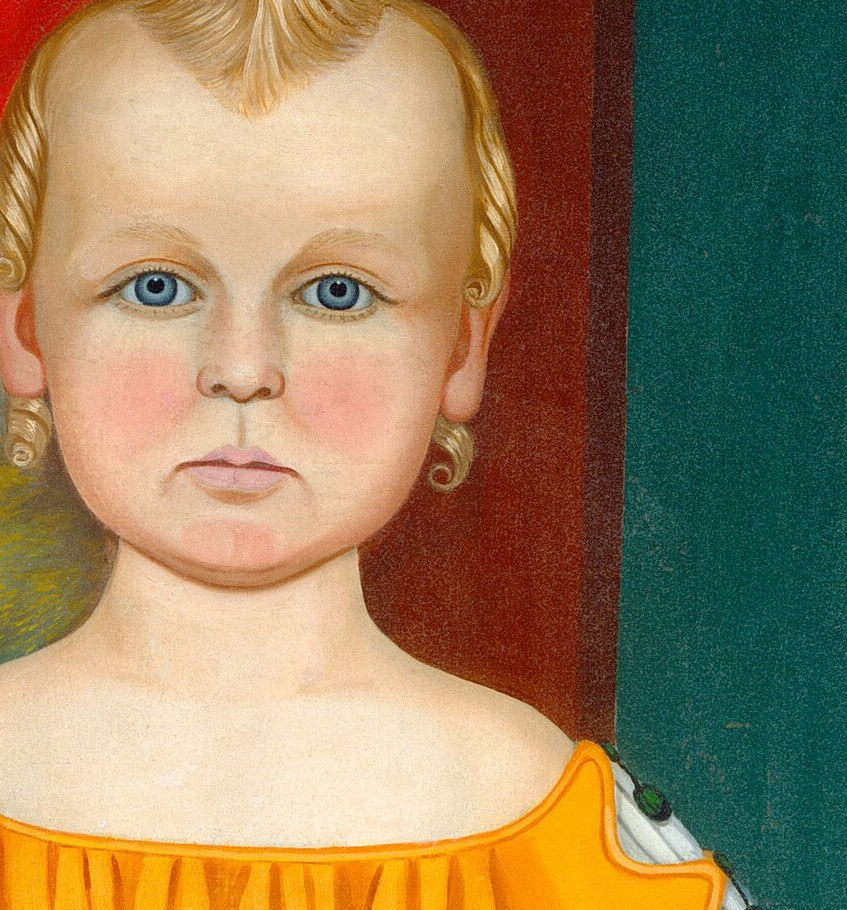 Most portraits of children emphasized play, but this one is serious.