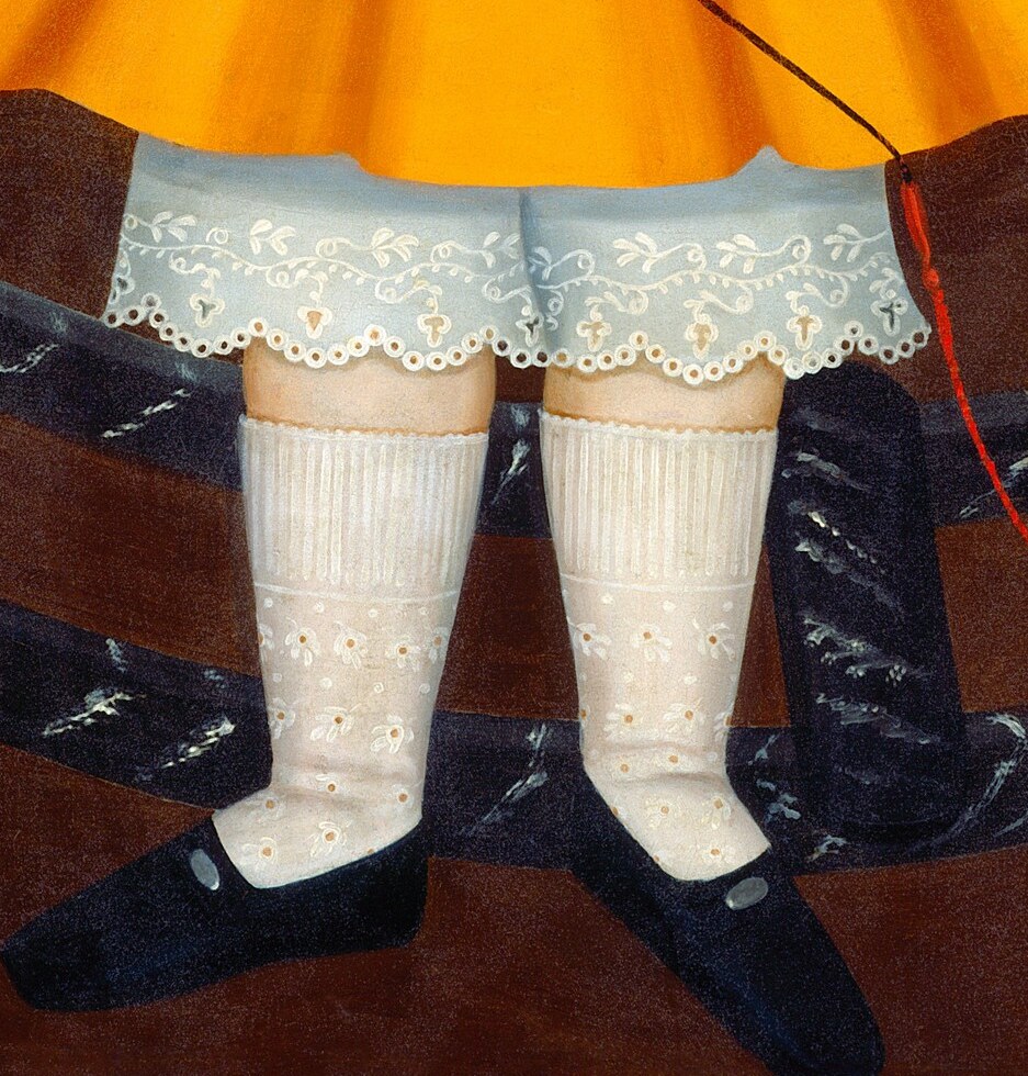 And the delicate eyelet pattern on the white stockings.