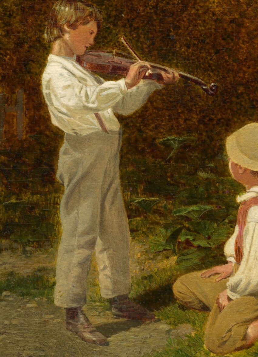 This young violinist gives his first public performance.