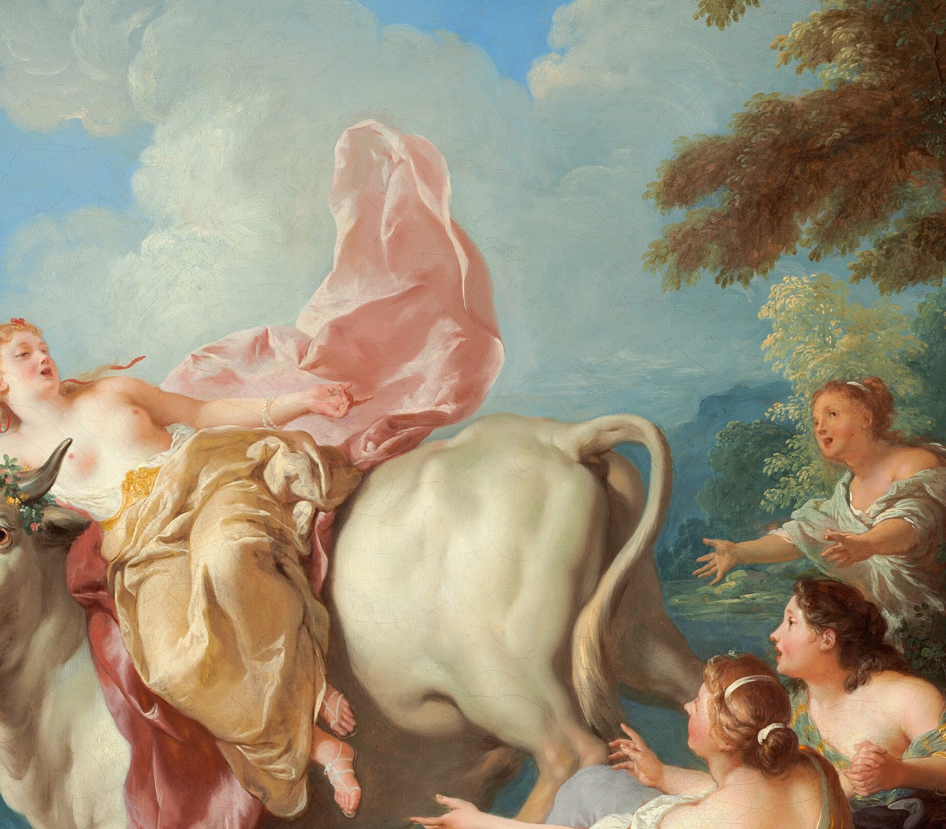 De Troy painted her terror in the swirling pink fabric around her.